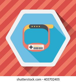 Patient ID Bracelet flat icon with long shadow