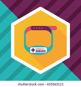 Patient ID Bracelet Flat Icon With Long Shadow