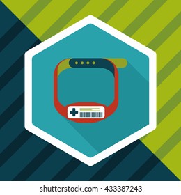 Patient ID Bracelet Flat Icon With Long Shadow