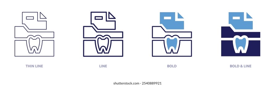 Patient information form icon in 4 different styles. Thin Line, Line, Bold, and Bold Line. Duotone style. Editable stroke.
