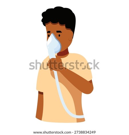 Patient inhaling oxygen using a mask, respiratory therapy concept