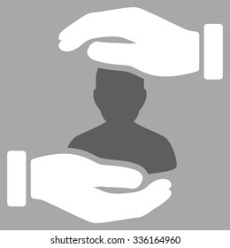 Patient Insurance vector icon. Style is bicolor flat symbol, dark gray and white colors, rounded angles, silver background.
