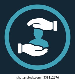 Patient Insurance vector icon. Style is bicolor flat rounded symbol, blue and white colors, rounded angles, dark blue background.
