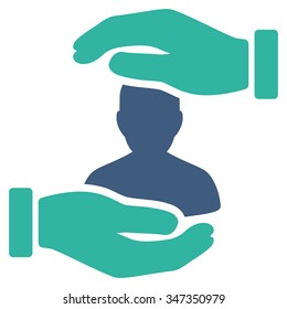 Patient Insurance vector icon. Style is bicolor flat symbol, cobalt and cyan colors, rounded angles, white background.