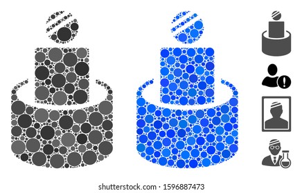 Patient isolation composition of filled circles in variable sizes and color tints, based on patient isolation icon. Vector filled circles are organized into blue composition.