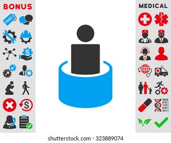 Patient Isolation vector icon. Style is bicolor flat symbol, blue and gray colors, rounded angles, white background.