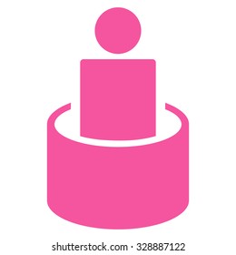 Patient Isolation vector icon. Style is flat symbol, pink color, rounded angles, white background.