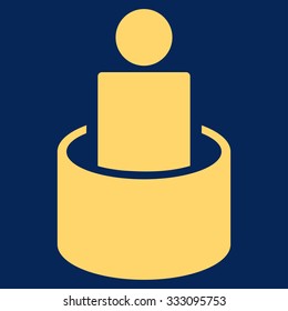 Patient Isolation vector icon. Style is flat symbol, yellow color, rounded angles, blue background.
