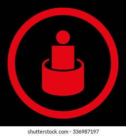Patient Isolation vector icon. Style is flat rounded symbol, red color, rounded angles, black background.