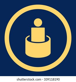 Patient Isolation vector icon. Style is flat rounded symbol, yellow color, rounded angles, blue background.