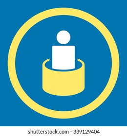 Patient Isolation vector icon. Style is bicolor flat rounded symbol, yellow and white colors, rounded angles, blue background.