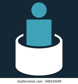 Patient Isolation vector icon. Style is bicolor flat symbol, blue and white colors, rounded angles, dark blue background.