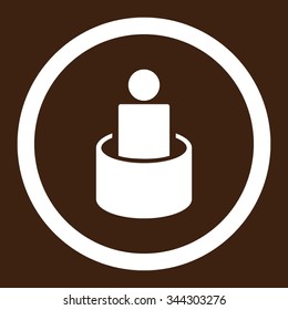 Patient Isolation vector icon. Style is flat rounded symbol, white color, rounded angles, brown background.