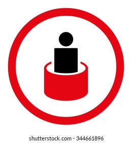 Patient Isolation vector icon. Style is bicolor flat rounded symbol, intensive red and black colors, rounded angles, white background.
