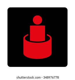 Patient Isolation vector icon. Style is flat rounded square button, intensive red and black colors, white background.