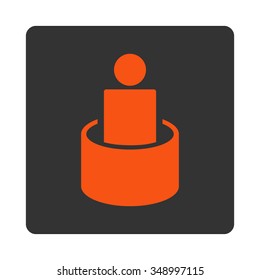 Patient Isolation vector icon. Style is flat rounded square button, orange and gray colors, white background.