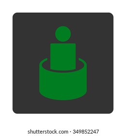 Patient Isolation vector icon. Style is flat rounded square button, green and gray colors, white background.