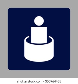 Patient Isolation vector icon. Style is flat rounded square button, white and dark blue colors, silver background.