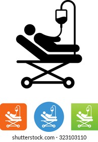 Patient With IV Lying On A Hospital Bed Icon 