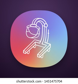 Patient lift app icon. Physically disabled people lifter device. Transferring immobile patient. Handicapped equipment. UI/UX user interface. Web or mobile application. Vector isolated illustration