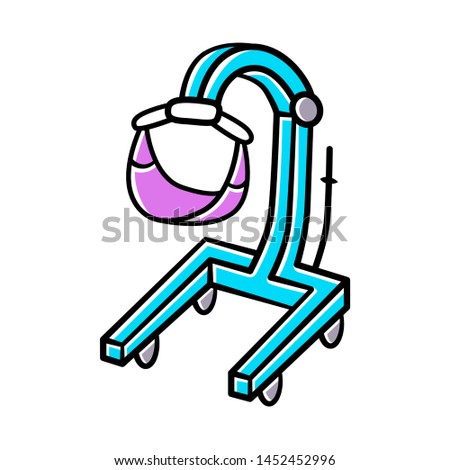 Patient lift color icon. Physically disabled people lifter device. Transferring immobile hospital patient. Handicapped equipment, paralyzed mobility aid. Isolated vector illustration