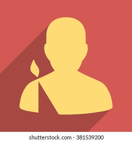Patient long shadow vector icon. Style is a flat light symbol on a red square background.