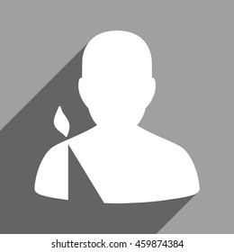 Patient long shadow vector icon. Style is a flat patient white iconic symbol on a gray square background.