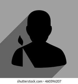 Patient long shadow vector icon. Style is a flat patient black iconic symbol on a gray square background with longshadow.