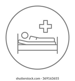 Patient lying on bed line icon.