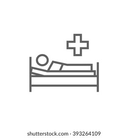 Patient lying on bed line icon.