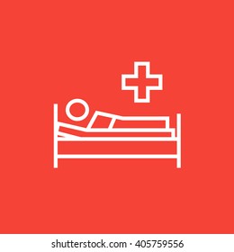Patient lying on bed line icon.