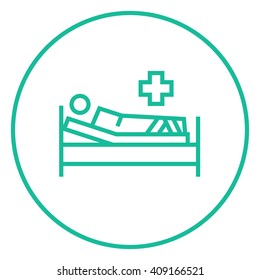Paciente en el icono de la línea de cama.