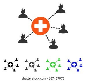 Patient Medical Network flat vector pictograph. Colored patient medical network gray, black, blue, green icon versions. Flat icon style for graphic design.