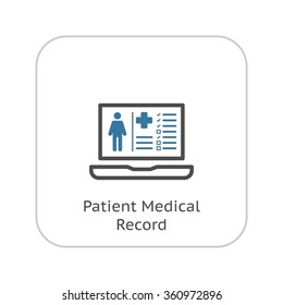 Patient Medical Record Icon With Laptop. Flat Design. Isolated.