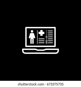 Patient Medical Record Icon with Laptop. Flat Design. Isolated.