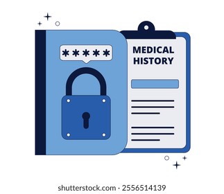 Patient medical record, information protection and privacy. Vector illustration