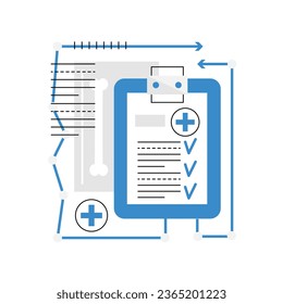 Patient medical records. Healthcare analysis, health history, test analysis vector illustration