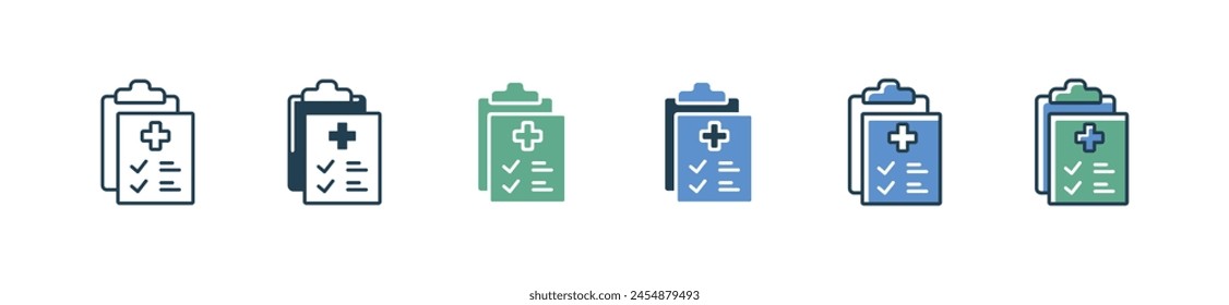 patient medical report clipboard icon set health check up diagnosis information checklist vector illustration for web and app