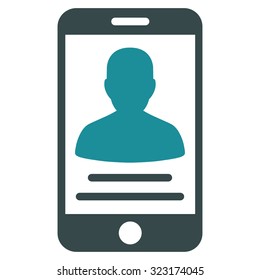 Patient Mobile Account vector icon. Style is bicolor flat symbol, soft blue colors, rounded angles, white background.