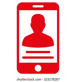 Patient Mobile Account vector icon. Style is flat symbol, red color, rounded angles, white background.