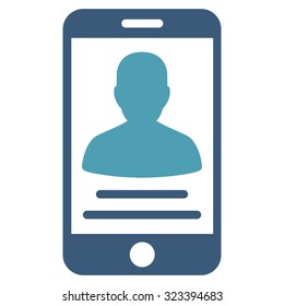 Patient Mobile Account vector icon. Style is bicolor flat symbol, cyan and blue colors, rounded angles, white background.
