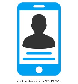 Patient Mobile Account vector icon. Style is bicolor flat symbol, blue and gray colors, rounded angles, white background.