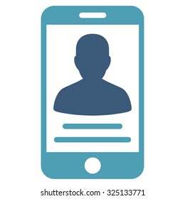 Patient Mobile Account vector icon. Style is bicolor flat symbol, cyan and blue colors, rounded angles, white background.