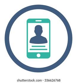 Patient Mobile Account vector icon. Style is bicolor flat rounded symbol, cobalt and cyan colors, rounded angles, white background.