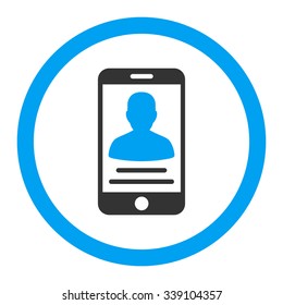 Patient Mobile Account vector icon. Style is bicolor flat rounded symbol, blue and gray colors, rounded angles, white background.