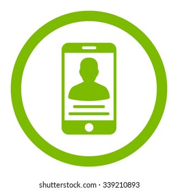 Patient Mobile Account vector icon. Style is flat rounded symbol, eco green color, rounded angles, white background.