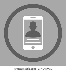 Patient Mobile Account vector icon. Style is bicolor flat rounded symbol, dark gray and white colors, rounded angles, silver background.