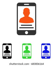 Patient Mobile Account vector pictograph. Illustration style is a flat iconic colored symbol with different color versions.
