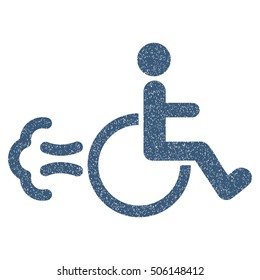 Patient Movement grainy textured icon for overlay watermark stamps. Flat symbol with unclean texture. Dotted vector blue ink rubber seal stamp with grunge design on a white background.