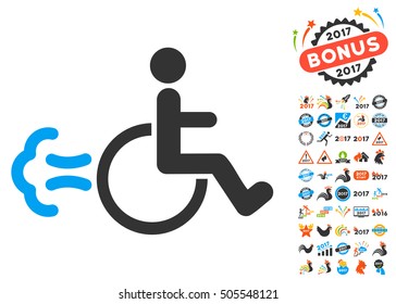 Patient Movement icon with bonus 2017 new year images. Vector illustration style is flat iconic symbols,modern colors.